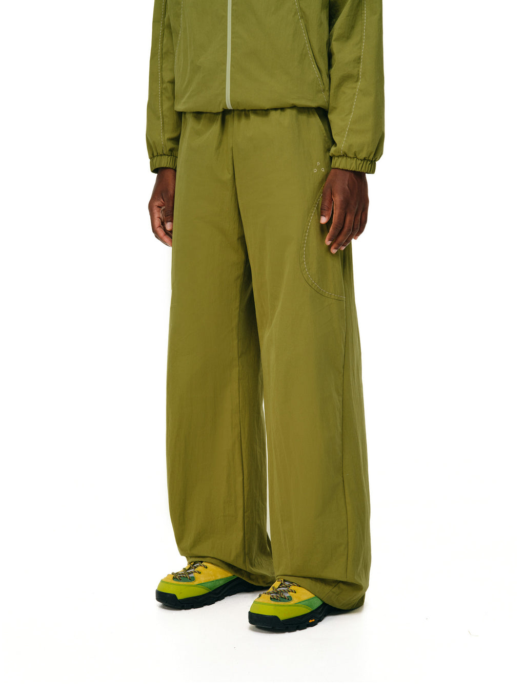 FPA Rice Grain Stitch Contrast Cotton-Nylon Curved-Line Trousers 2026 New Fall Loose Wide-Leg Casual Pants
