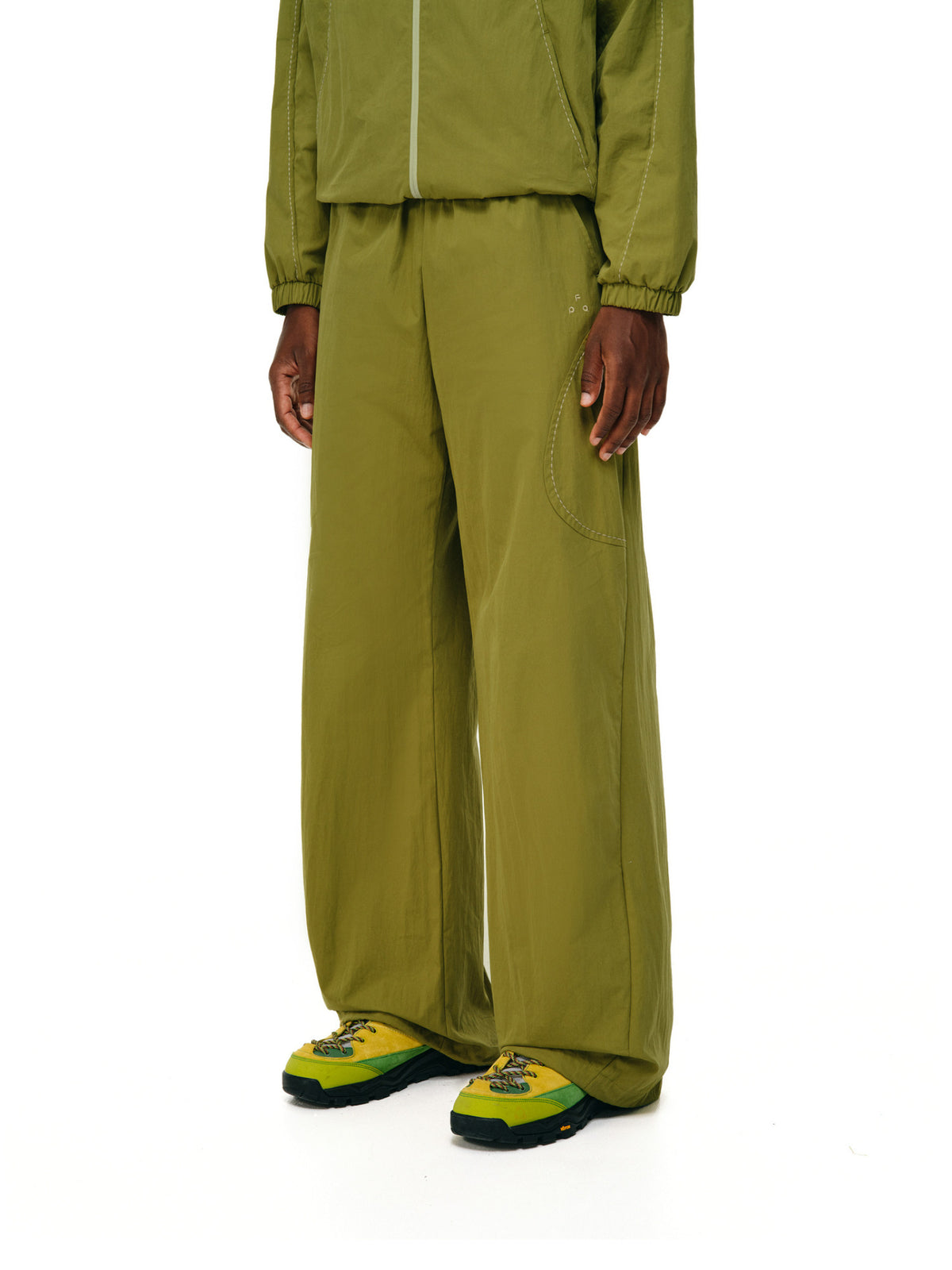 FPA Rice Grain Stitch Contrast Cotton-Nylon Curved-Line Trousers 2026 New Fall Loose Wide-Leg Casual Pants