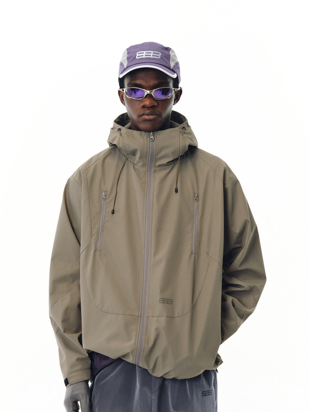 FPA Double-Zip Hooded 3D-Structured Shell Jacket for Outdoor Sports, Windproof