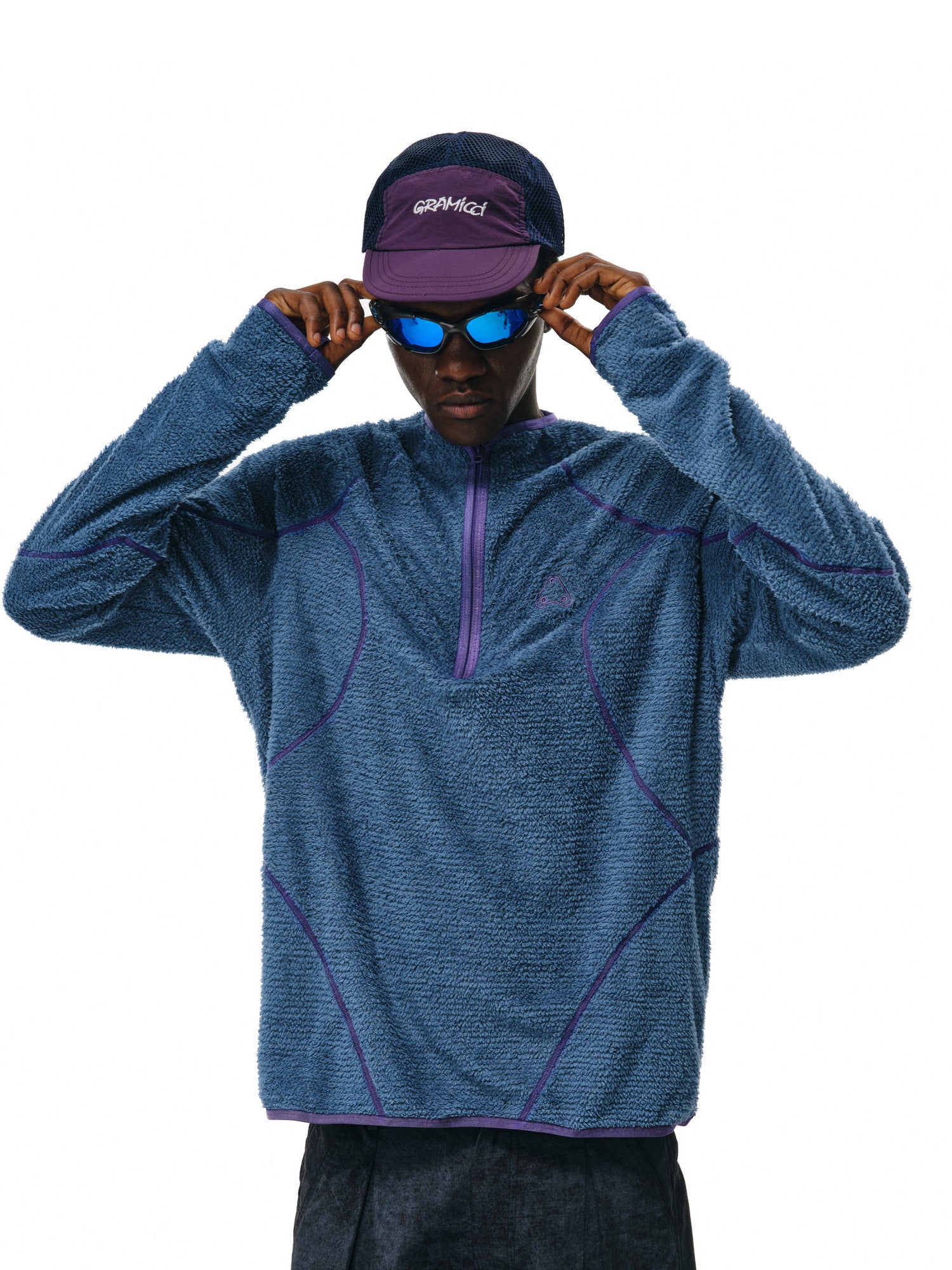 FPA Half-Zip Fleece Outdoor Long-Sleeve Shirt for Spring and Autumn, American Casual Sporty Retro Design Tee