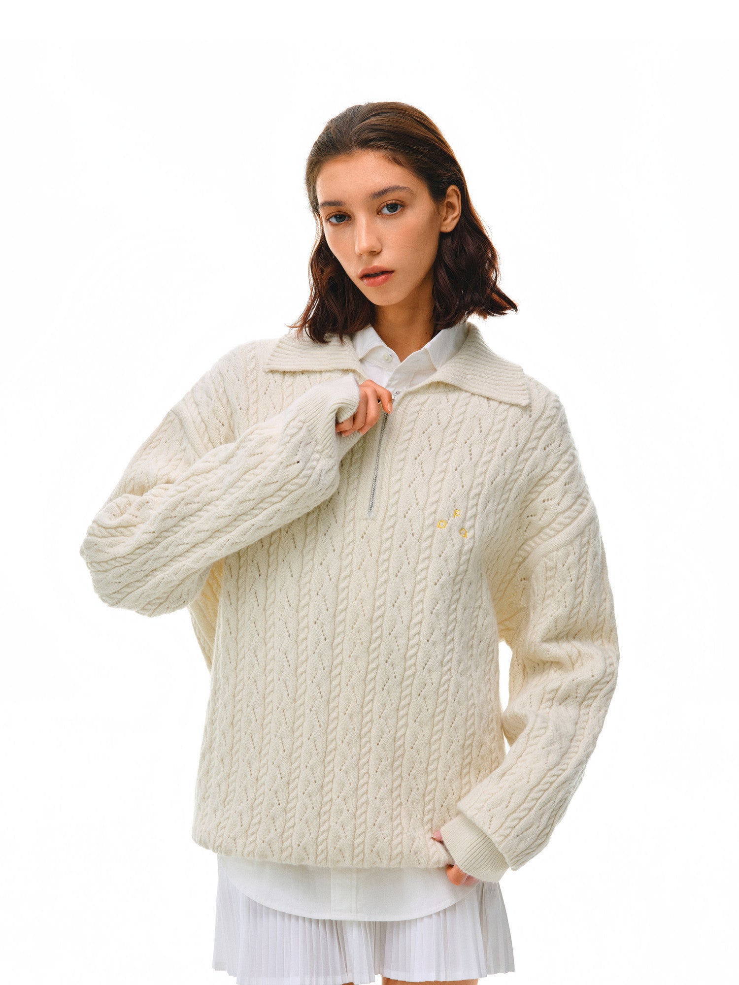 FPA Cable Knit Collar Casual Sweater 2026 New Fall/Winter Half-Zip Premium Knit Pullover for Men