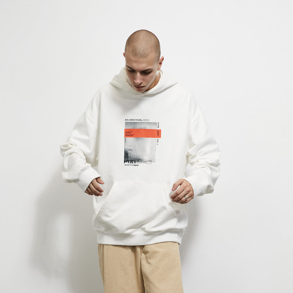 FPA (VENGETICE) Letter Print Eye-Cover Hoodie - Chinese Streetwear Hip-Hop Loose Pullover Sweatshirt for Men
