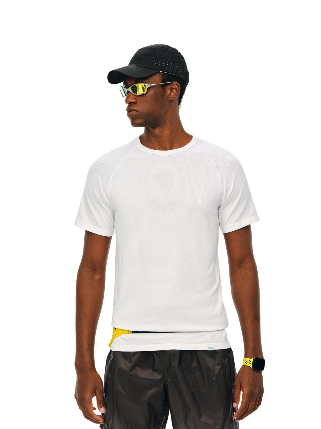 FPA Coolmax Seamless Knit Short Sleeve T-Shirt for Running and Fitness, Summer Basic Logo Tee, Regular Fit, Unisex