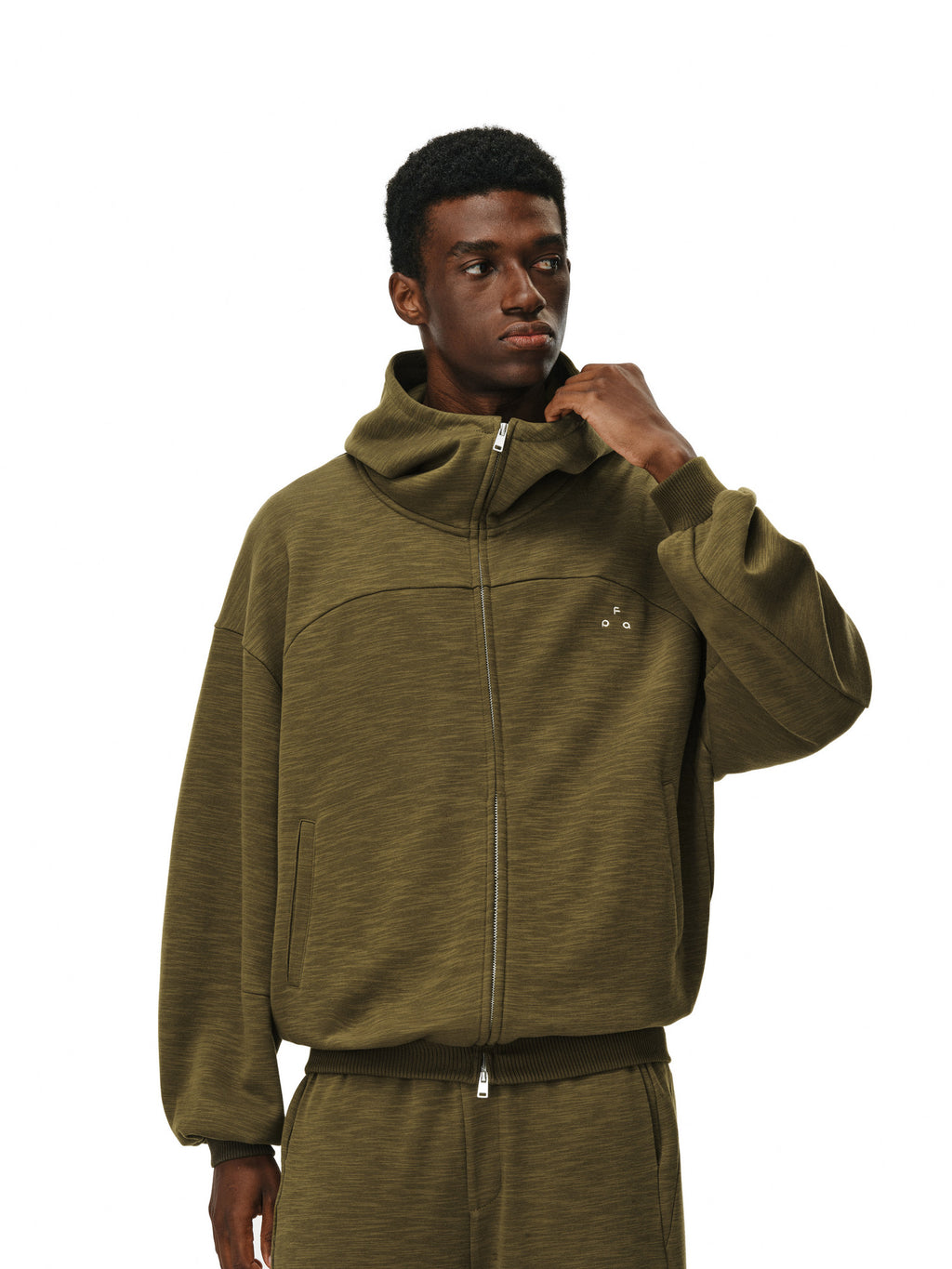 FPA Slub Cotton Moisture-Wicking Zip-Up Hoodie Sweatshirt - Casual Unisex Fall Essential, Loose Fit