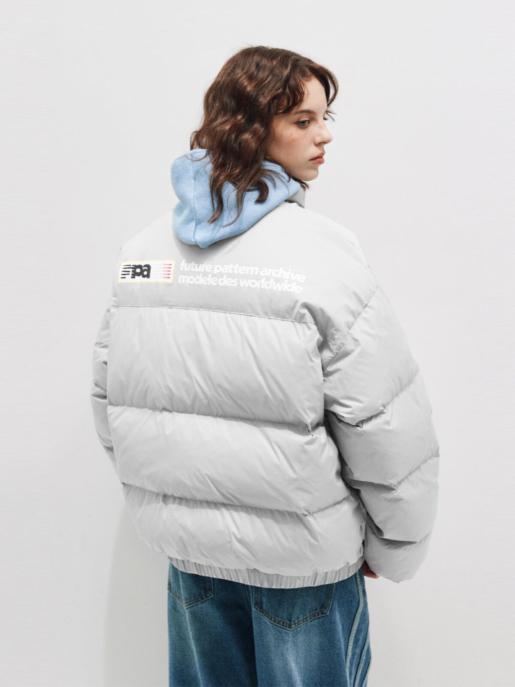 FPA Square Text Layout Down Jacket – Chinese Streetwear Winter Puffer Coat, Thick Warm Black Down Outerwear
