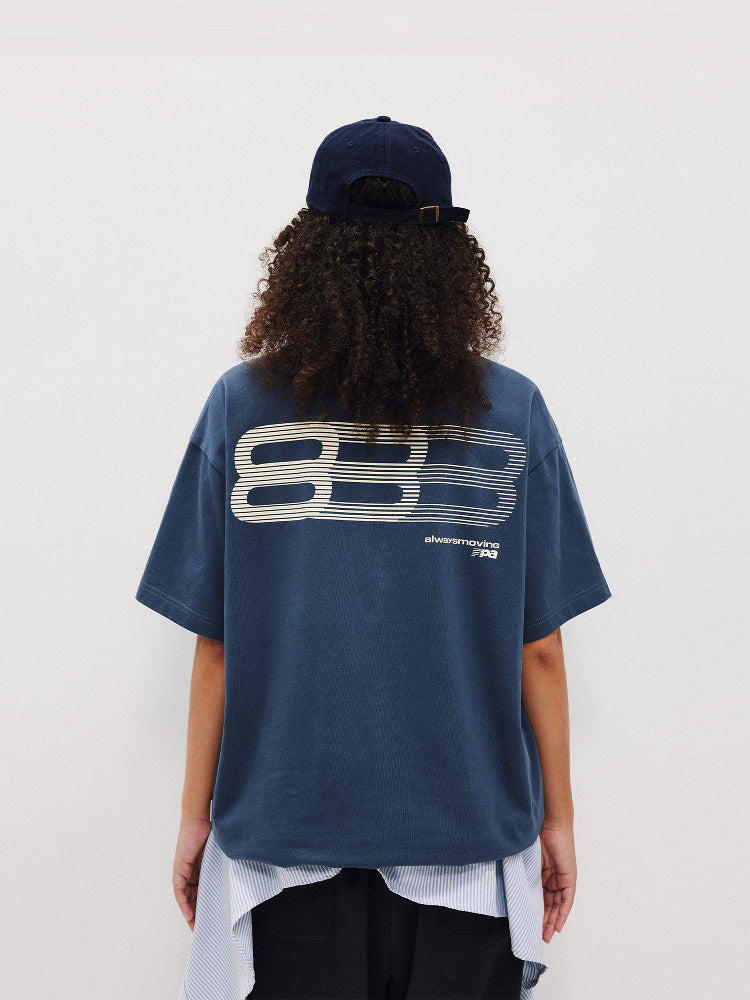 FPA Gradient Track Graphic Short Sleeve T-Shirt - Chinese Streetwear Trendy American Style Couple Summer Loose Crew Neck Tee for Men