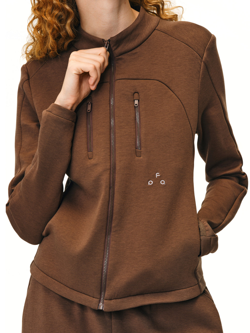 FPA Special Mercerized Silhouette Air Layer Sports Jacket - Chinese Streetwear Spring/Fall Casual Set, Stand Collar Short Jacket for Women