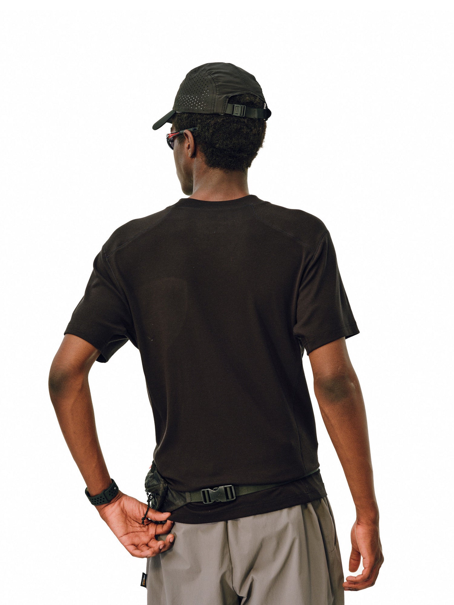FPA Lyocell Wool Small Shrimp Ribbed Short Sleeve Summer Basic Logo Triangle Sports Crew Neck T-Shirt