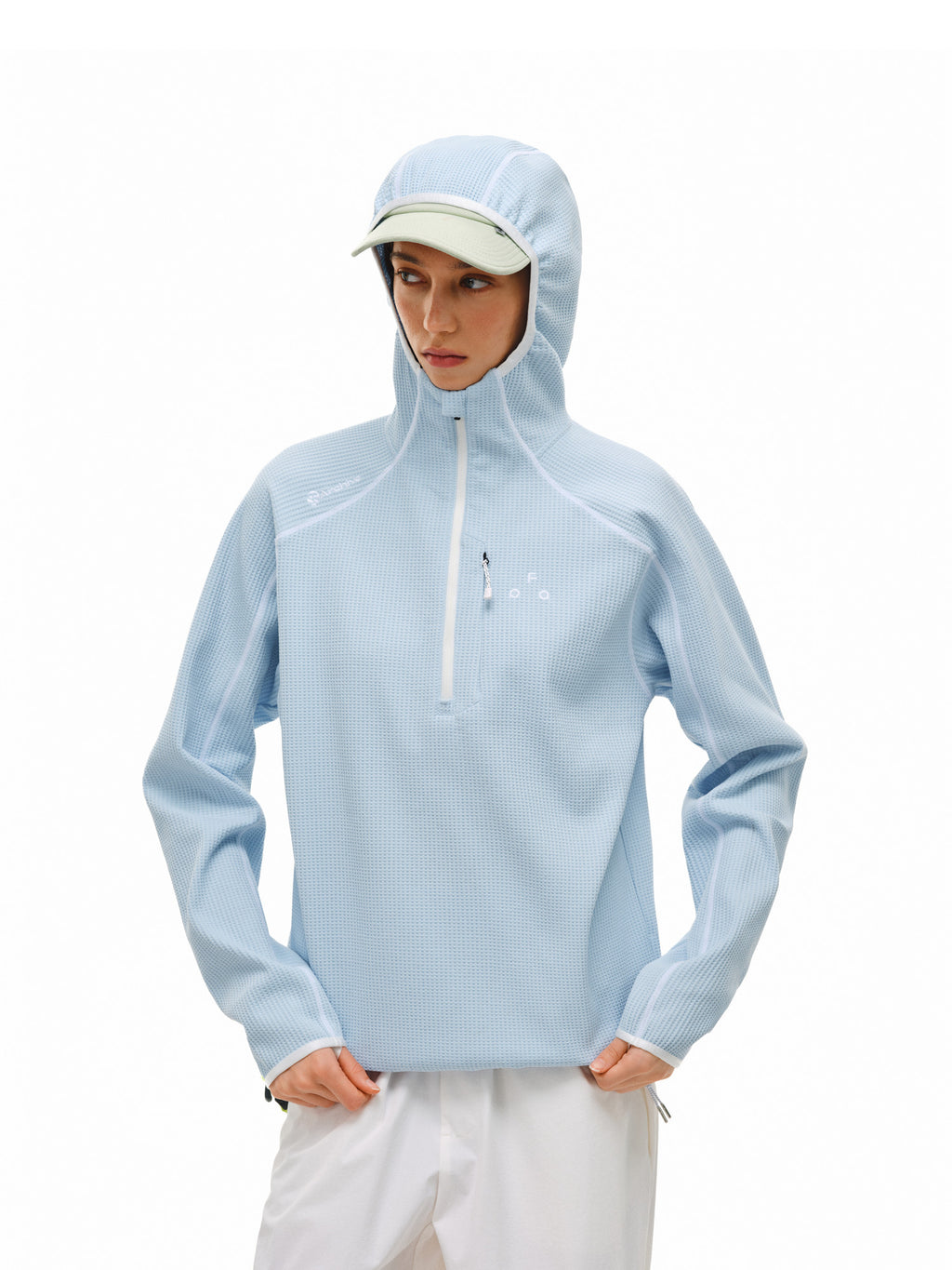 FPA Sun-Protective Quick-Dry Sports Hooded Long-Sleeve Shirt with Contrast Half-Zip, Casual Spring Outdoor Unisex T-Shirt