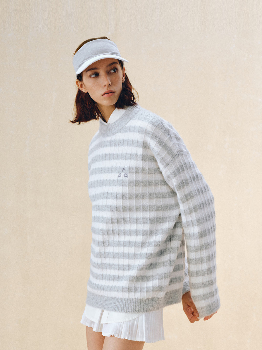 FPA Striped Crew Neck Sweater - Spring/Fall Contrast Color Casual Retro Inner Layer Couple Knit Top