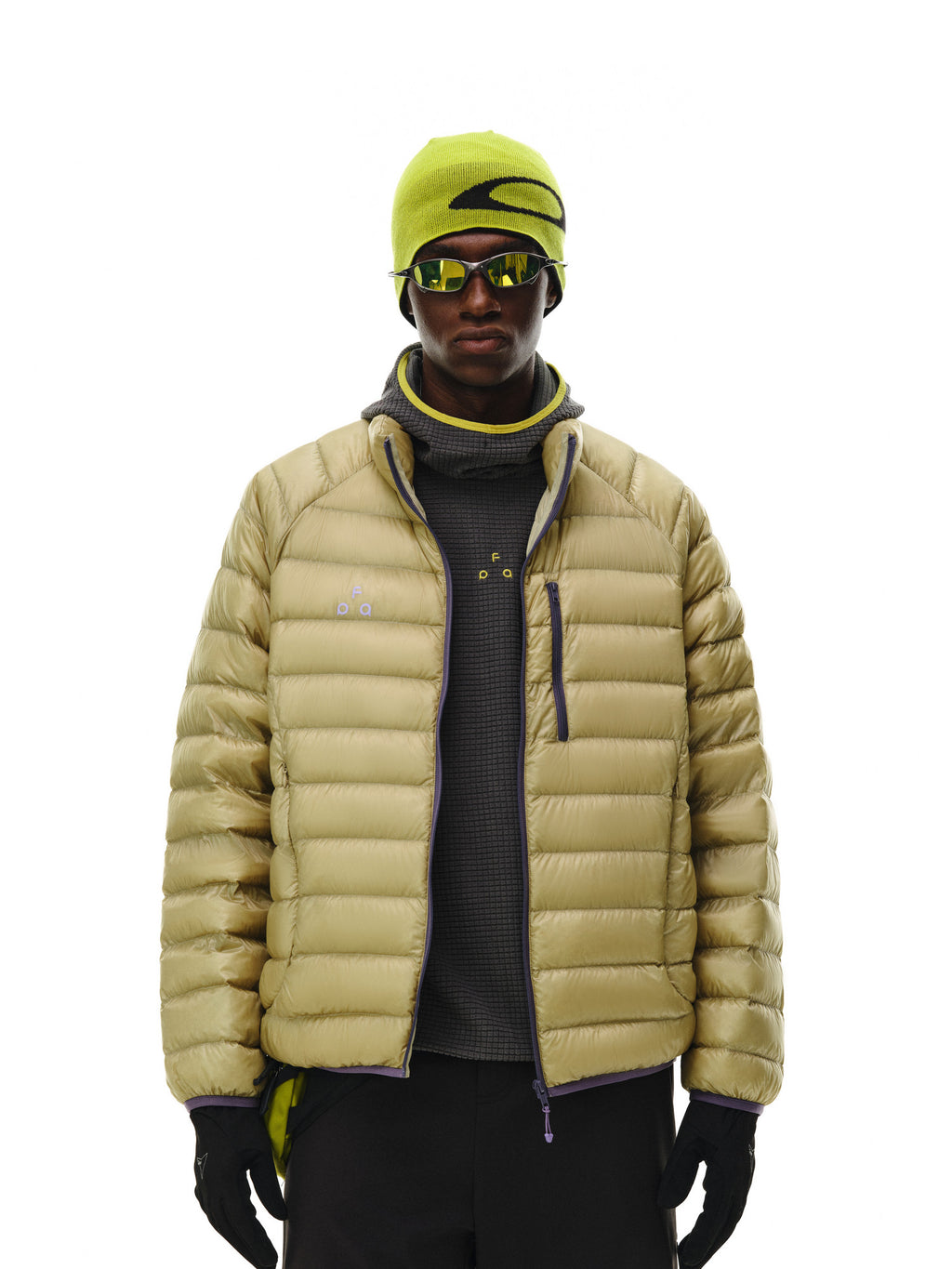 FPA Contrast Logo Printed Down Jacket – Autumn/Winter Lightweight Stand Collar Casual Couple Outdoor Coat