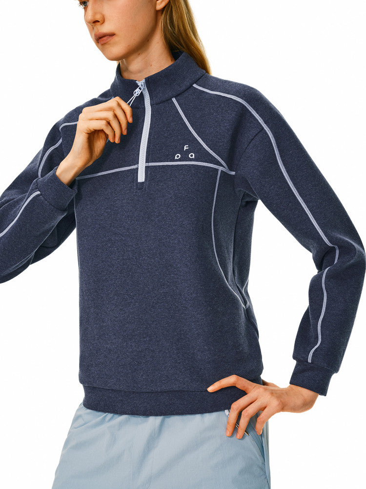 FPA Air Layer Contrast Stitch Half-Zip Athletic Sweatshirt - Autumn Casual Unisex Stand Collar Pullover for Men