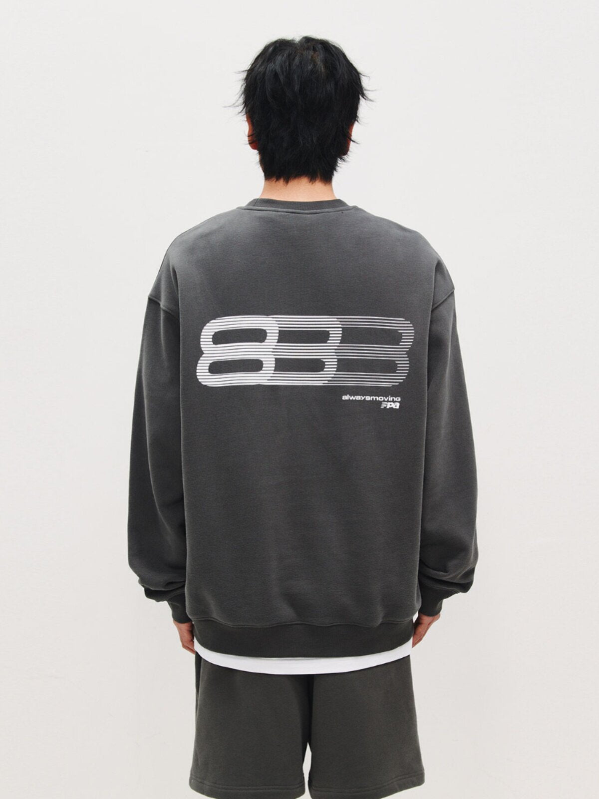 FPA Gradient Track Graphic Crew Neck Sweatshirt - Chinese Streetwear, Loose Fit, Unisex Pullover Long Sleeve Top for Spring/Autumn