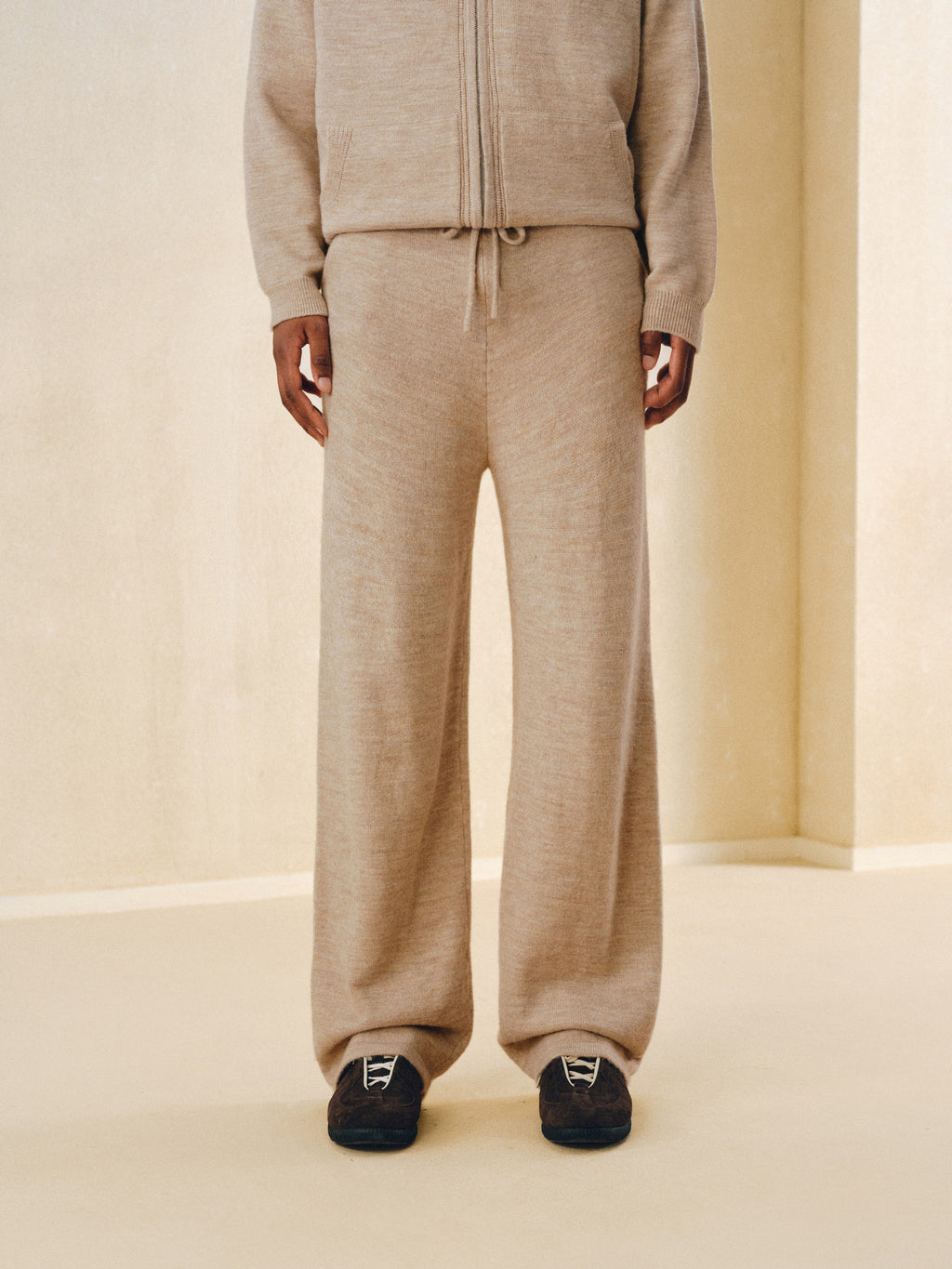 FPA Merino Wool Anti-Pilling Knit Casual Trousers Autumn/Winter Retro Track Suit Straight-Leg Knit Pants
