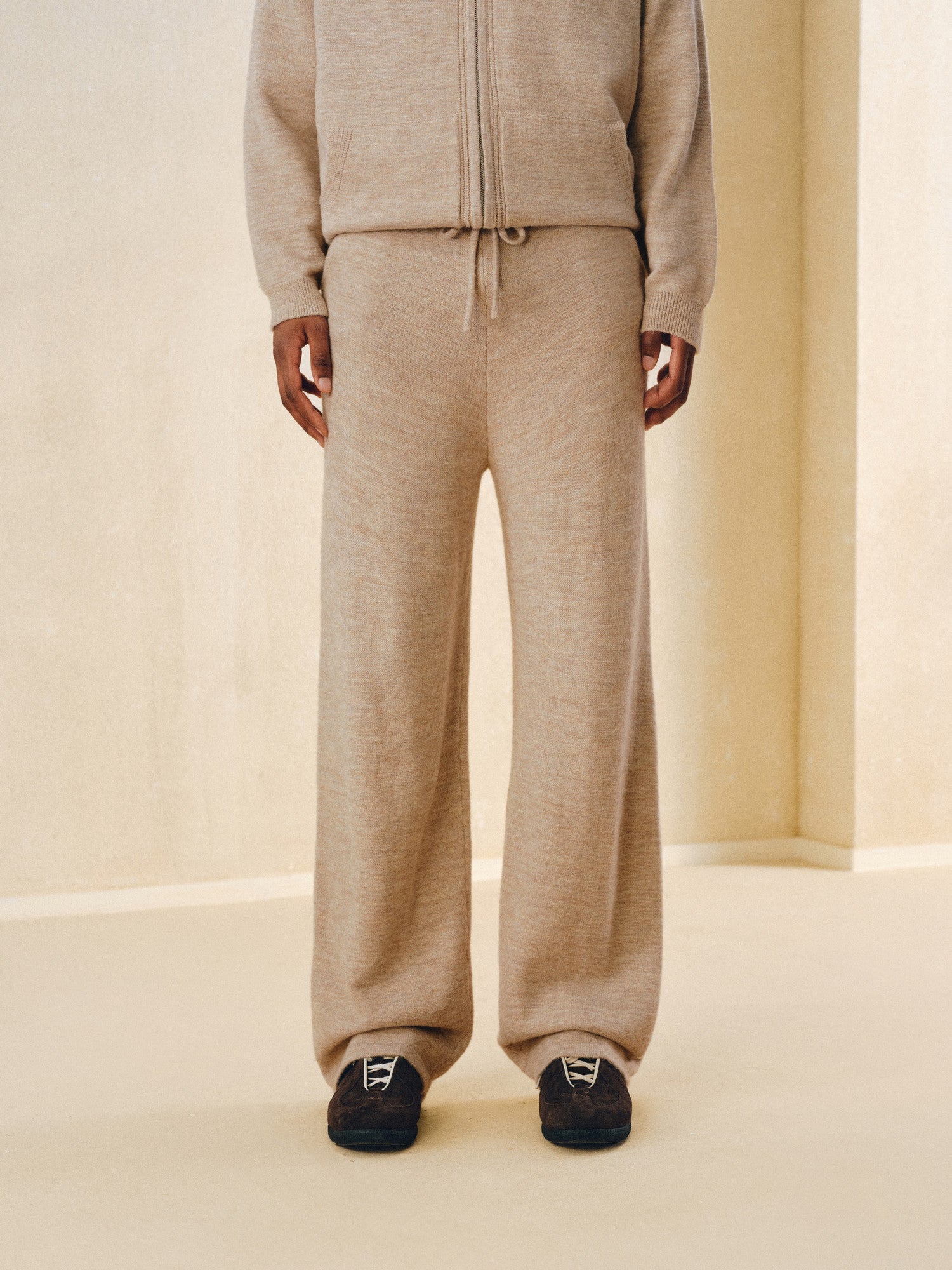 FPA Merino Wool Anti-Pilling Knit Casual Trousers Autumn/Winter Retro Track Suit Straight-Leg Knit Pants