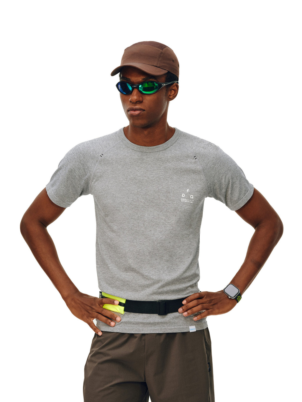 FPA COOLMAX One-Piece Knit Athletic Heather Short Sleeve Outdoor Crew Neck Fitted Premium Design Summer T-Shirt for Men