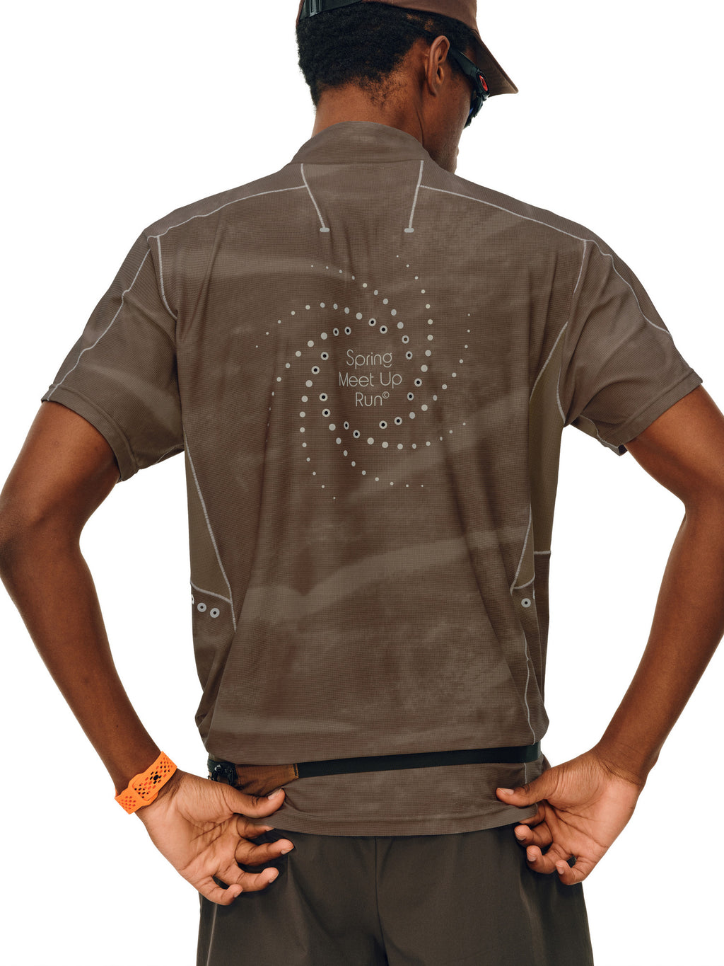 FPA Quick-Dry Tie-Dye Paneled Sports Short Sleeve Outdoor Cool Touch Half-Zip T-Shirt for Men
