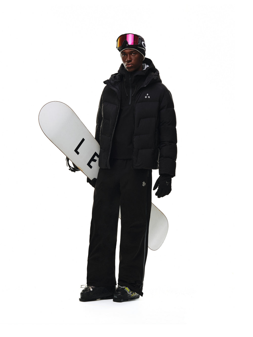 FPA Brand Hooded Outdoor Logo Down Jacket - Couple Style Winter Warm Coat, Basic Black Down Jacket for Men