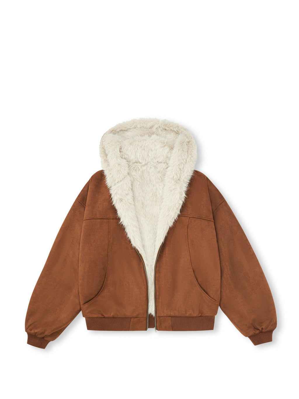 FPA Suede Quilted Cotton Jacket with Fur-Trimmed Hood, 2024 Fall/Winter New Arrival, American Style, Thickened Warm Coat