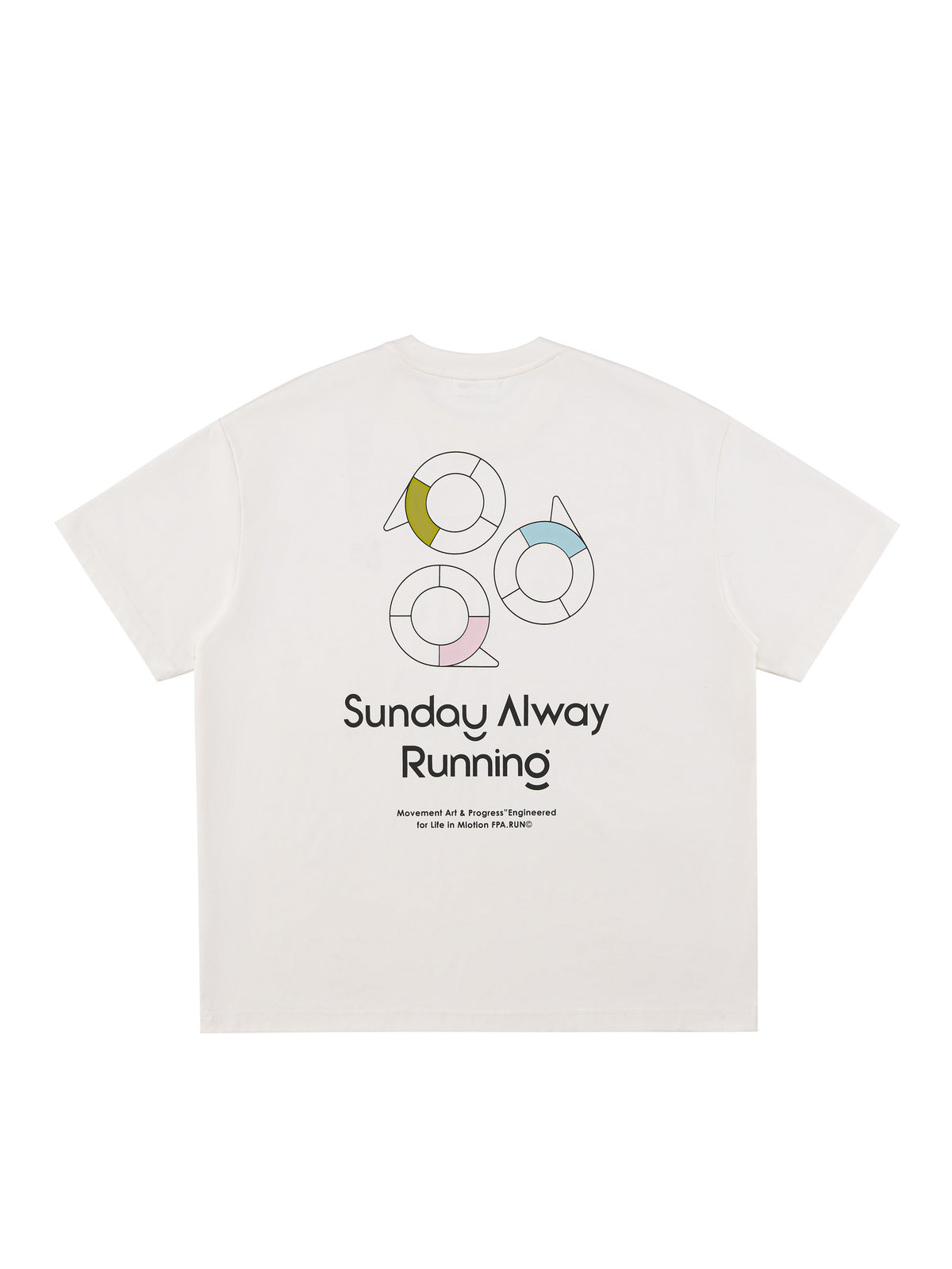 FPA Rotating Motion Pattern Print T-Shirt | Outdoor Cooling Quick-Dry Summer Crew Neck Unisex White Short Sleeve
