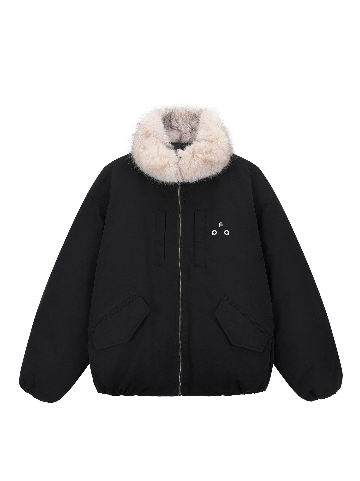 FPA Eco-Friendly Mink Fur Collar Black Parka Down Jacket
