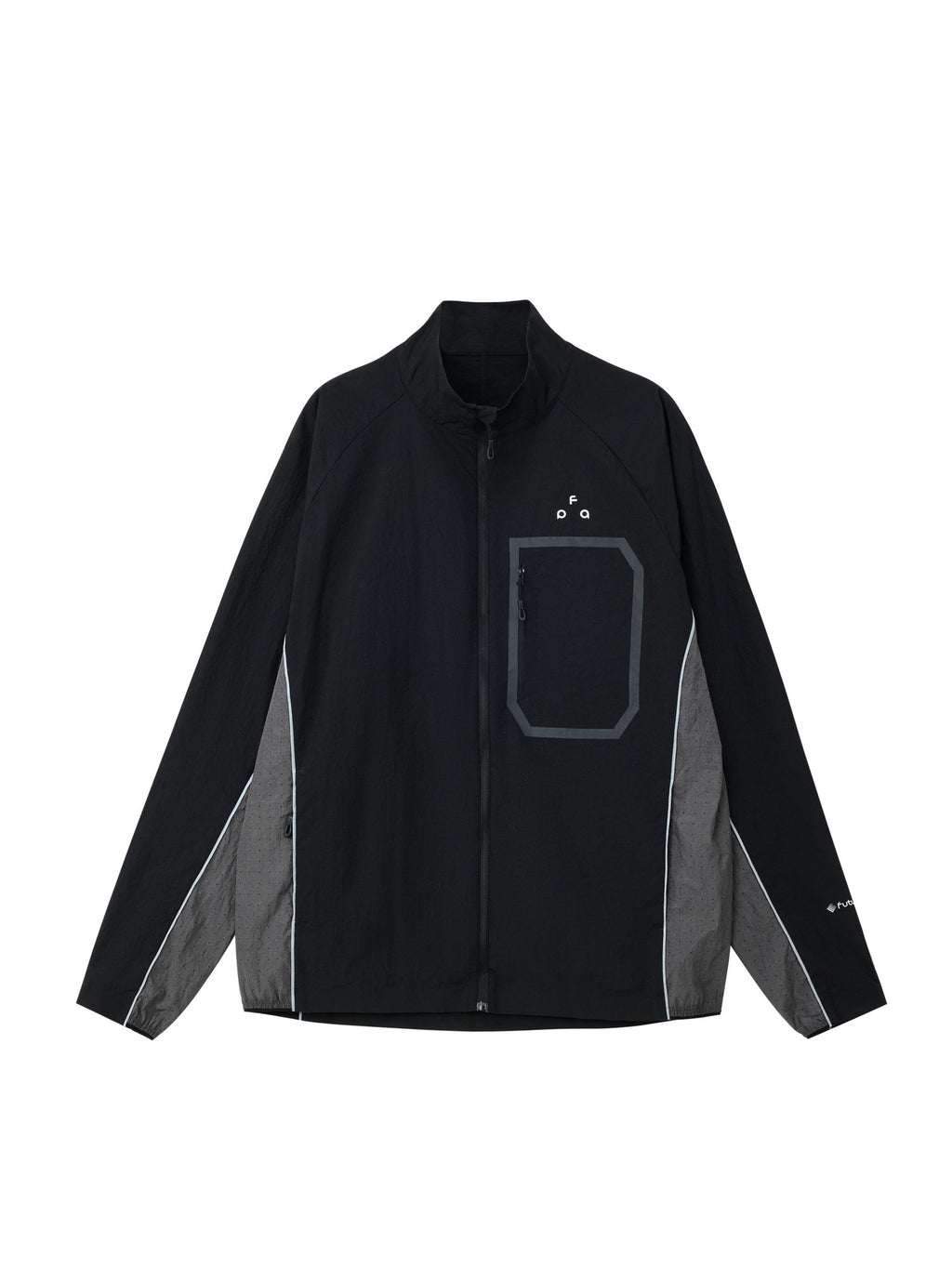 FPA Lightweight Water-Repellent Paneled Jacket for Outdoor Sports and Fitness, Couple Style, Stand Collar, Black