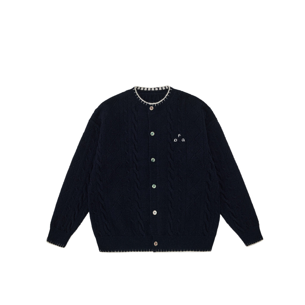 FPA Cable Knit Contrast Color Cardigan