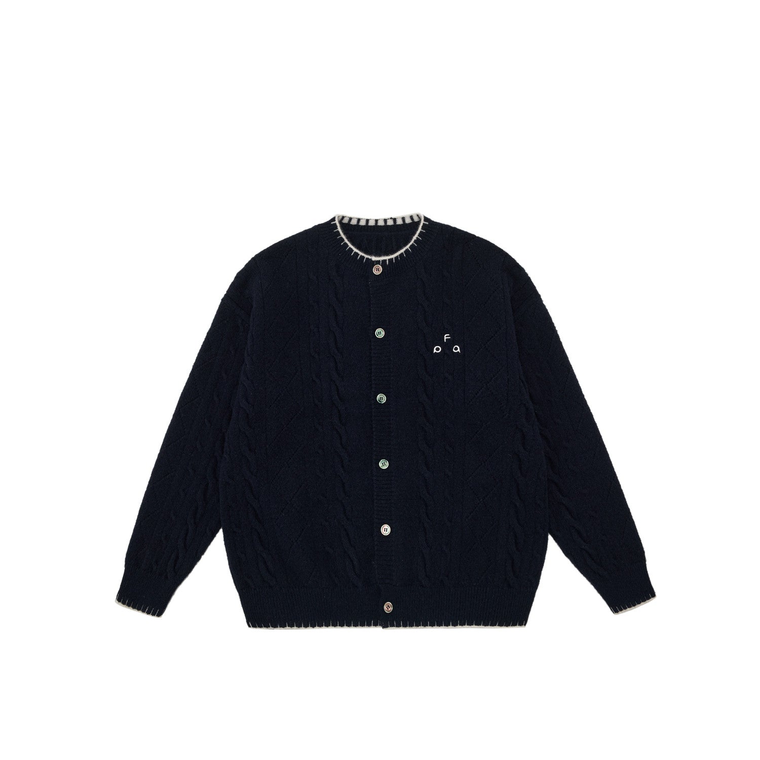 FPA Cable Knit Contrast Color Cardigan