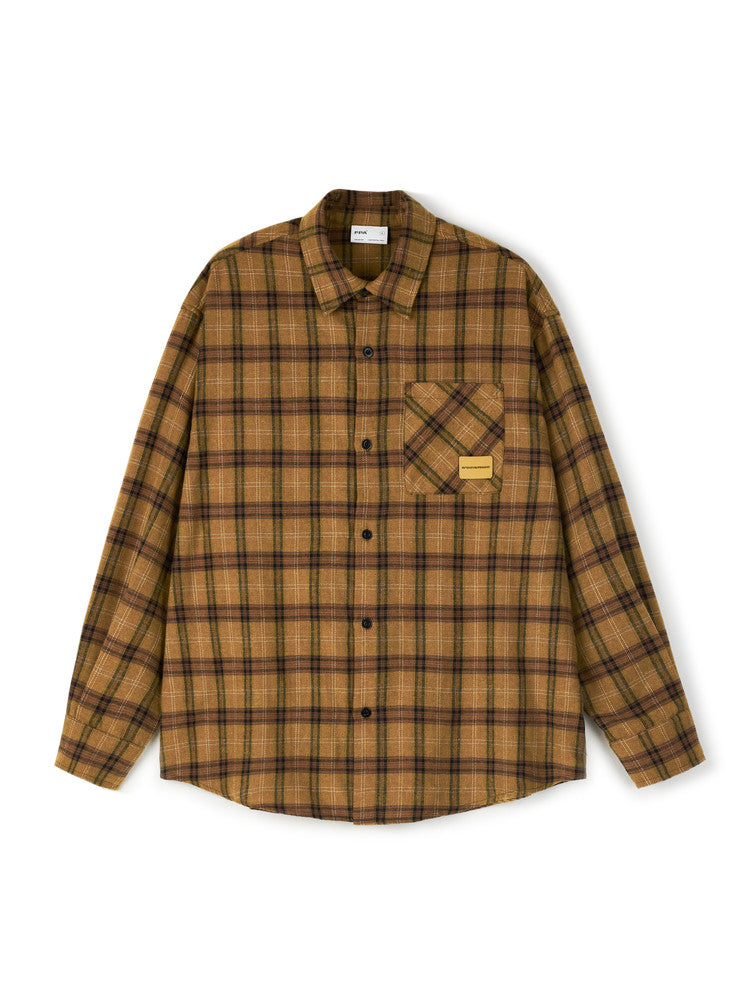 FPA Vintage Plaid Casual Shirt – Retro Textured, Loose Fit, Long Sleeve, Spring/Fall, Unisex