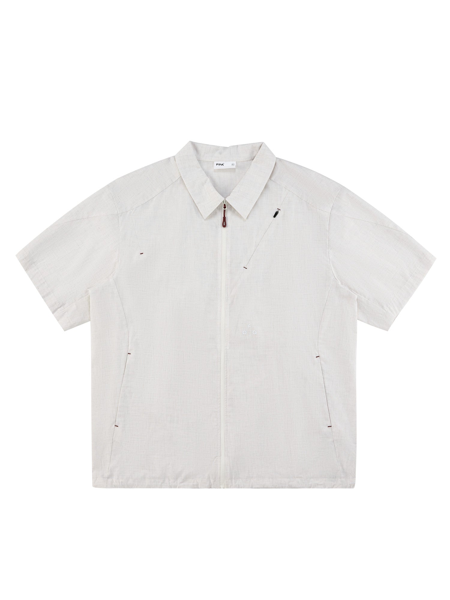 FPA Fine Gingham High-Density Short-Sleeve Shirt 2026 New Summer Casual Spread Collar Set Zipper Shirt