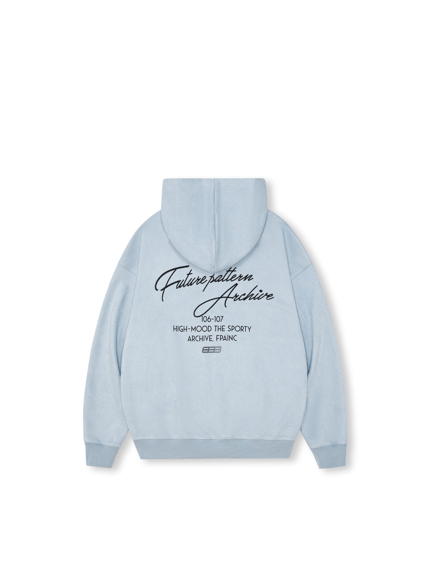 FPA Printed & Embroidered Suede Hoodie – Streetwear Unisex Heavyweight Pullover for Fall, Couple Style