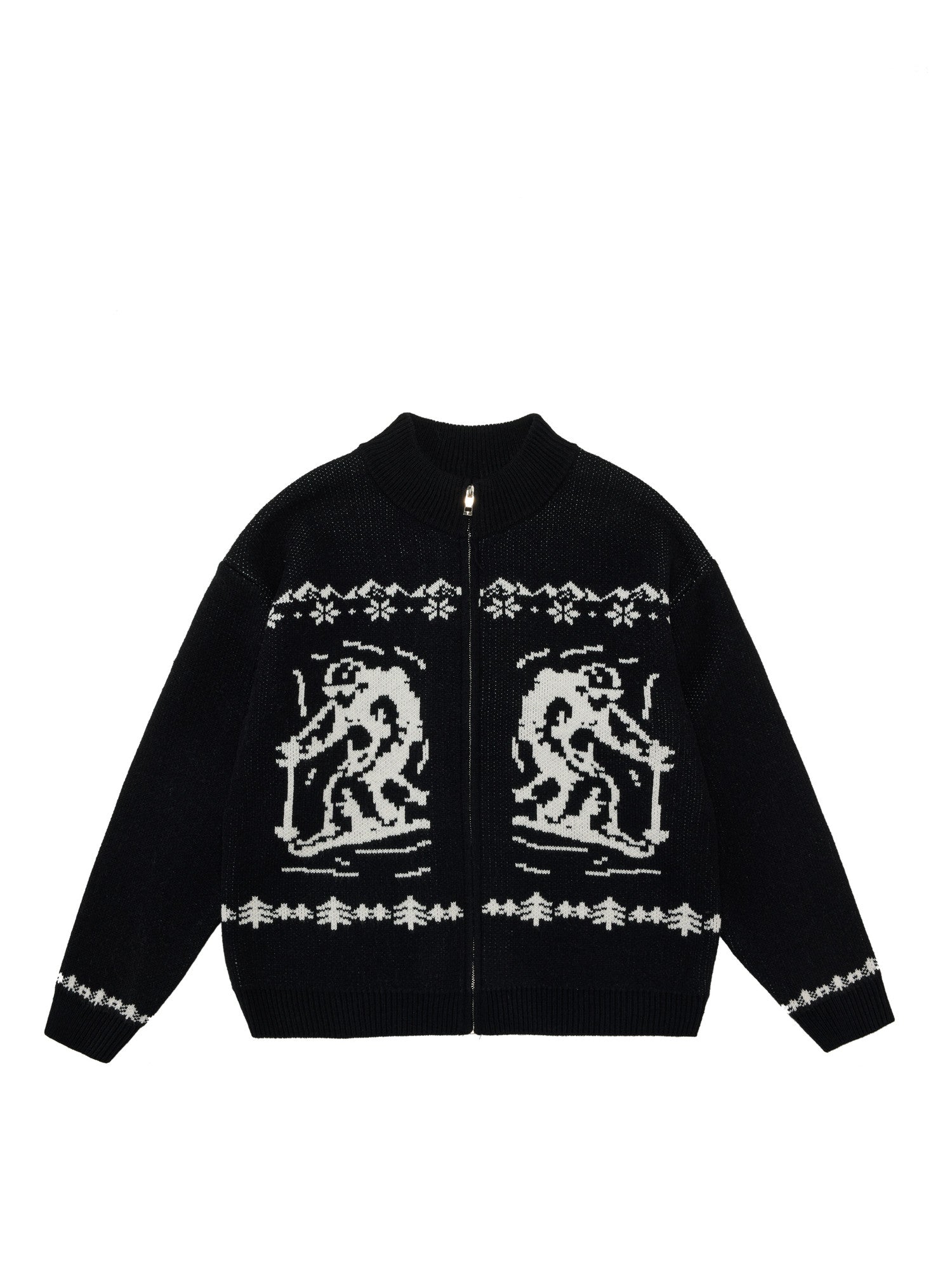 FPA Fair Isle Ski Pattern Zip-Up Sweater Vintage Casual Sports Couple High-End Autumn Knit Cardigan