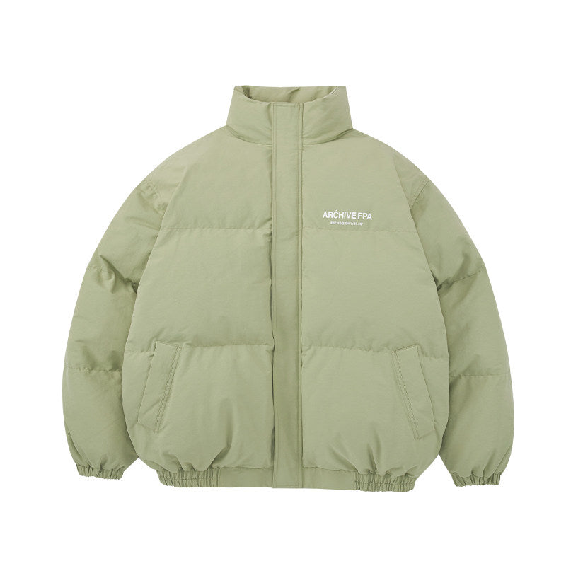 FPA Winter Thickened Stand Collar Cotton Jacket, Chinese Streetwear Premium Couple Style Puffer Cotton Coat for Men