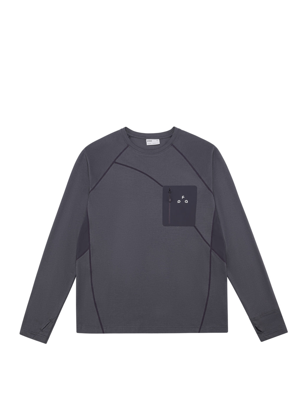 FPA Sports Sealed Pocket Long Sleeve Tee – Spring/Fall Outdoor Casual Contrast Color Crew Neck Base Layer, Chinese Streetwear T-Shirt for Men