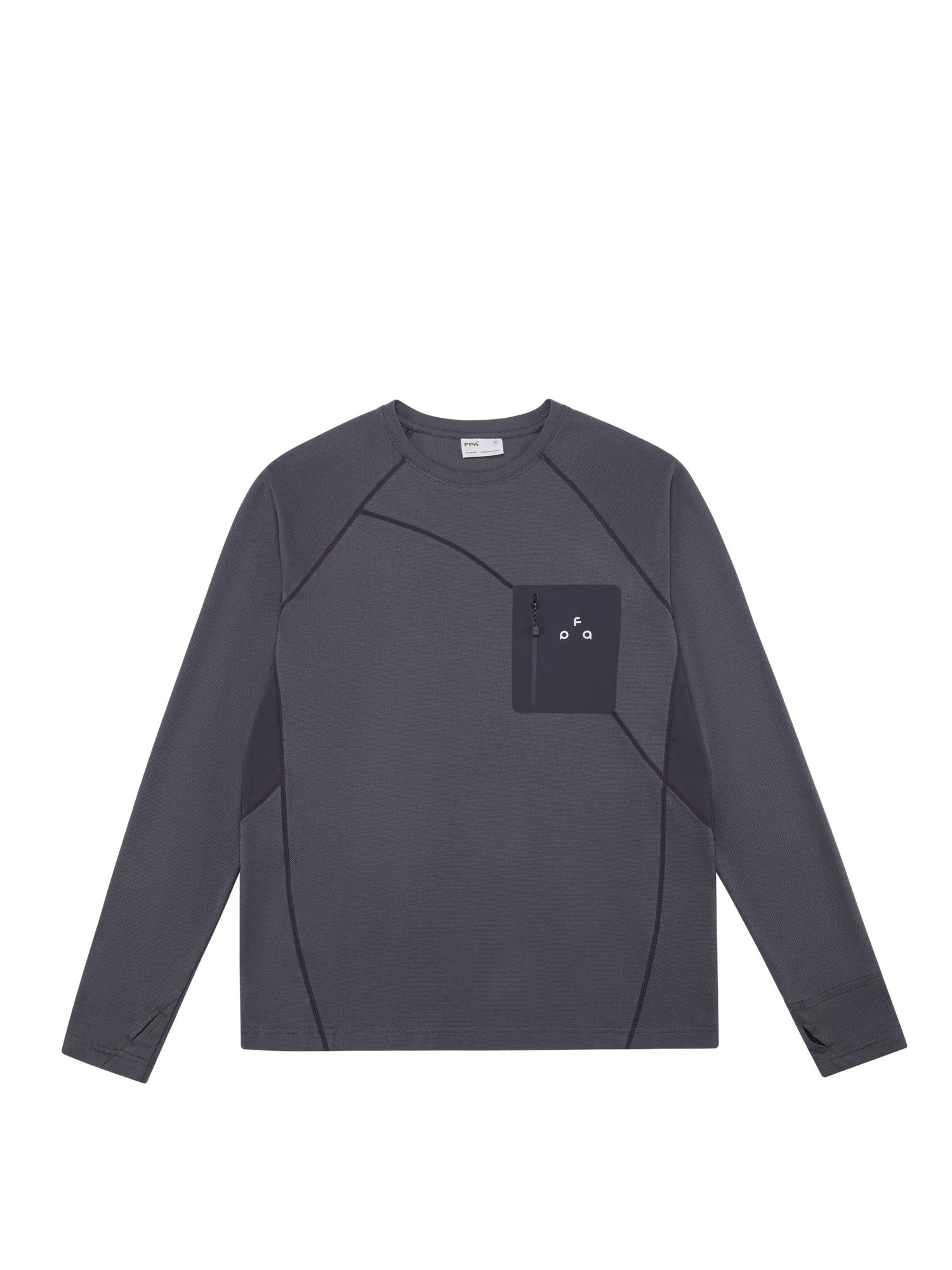 FPA Sports Sealed Pocket Long Sleeve Tee – Spring/Fall Outdoor Casual Contrast Color Crew Neck Base Layer, Chinese Streetwear T-Shirt for Men