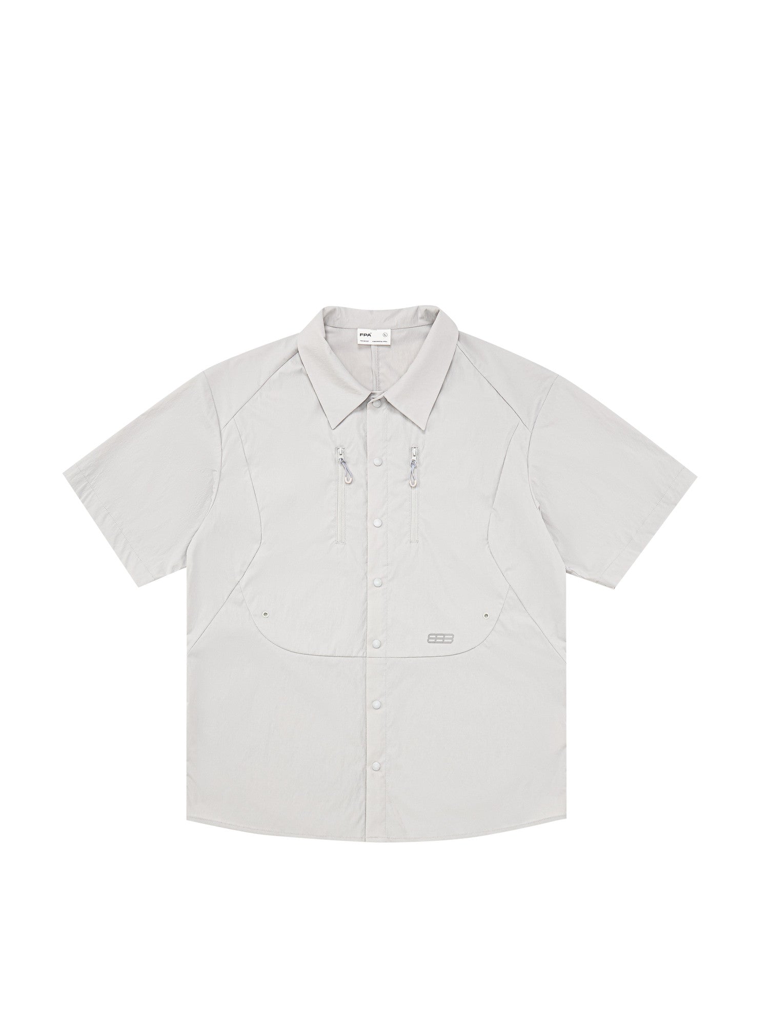 FPA Sports Structure Double-Stripe Reflective Short-Sleeve Shirt - Chinese Streetwear Summer Loose Couple Camp Collar Half-Sleeve Shirt for Men