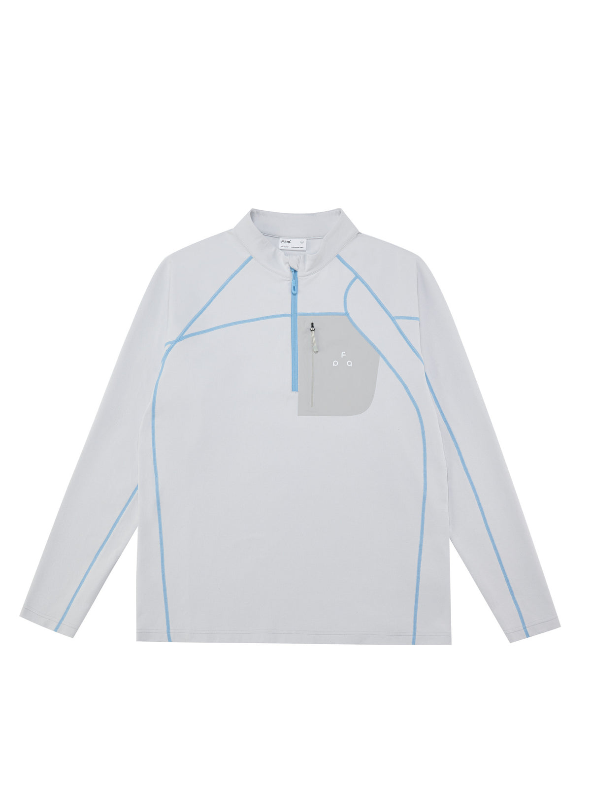 FPA Half-Zip Pocket Long Sleeve Outdoor Sports Spring Stitching Casual Unisex T-Shirt