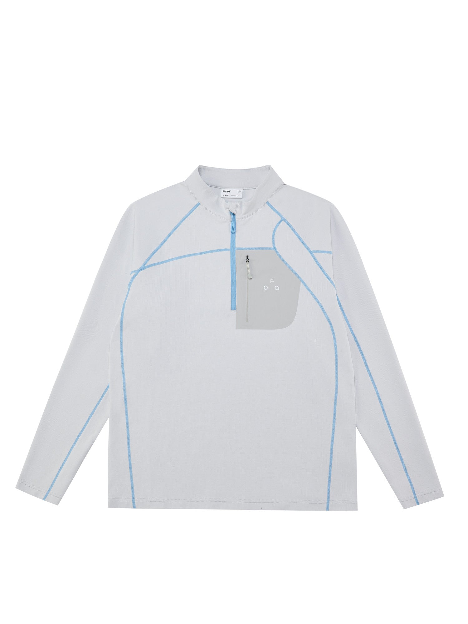 FPA Half-Zip Pocket Long Sleeve Outdoor Sports Spring Stitching Casual Unisex T-Shirt