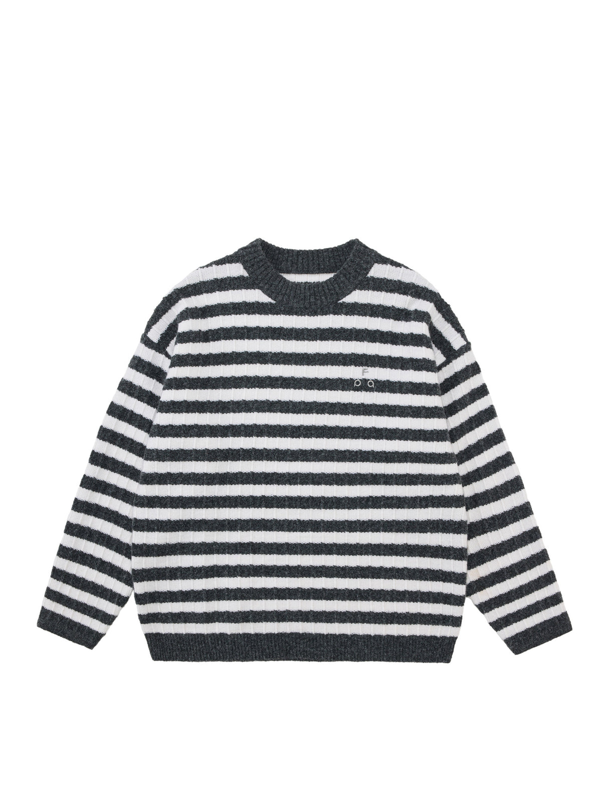 FPA Striped Crew Neck Sweater - Spring/Fall Contrast Color Casual Retro Inner Layer Couple Knit Top