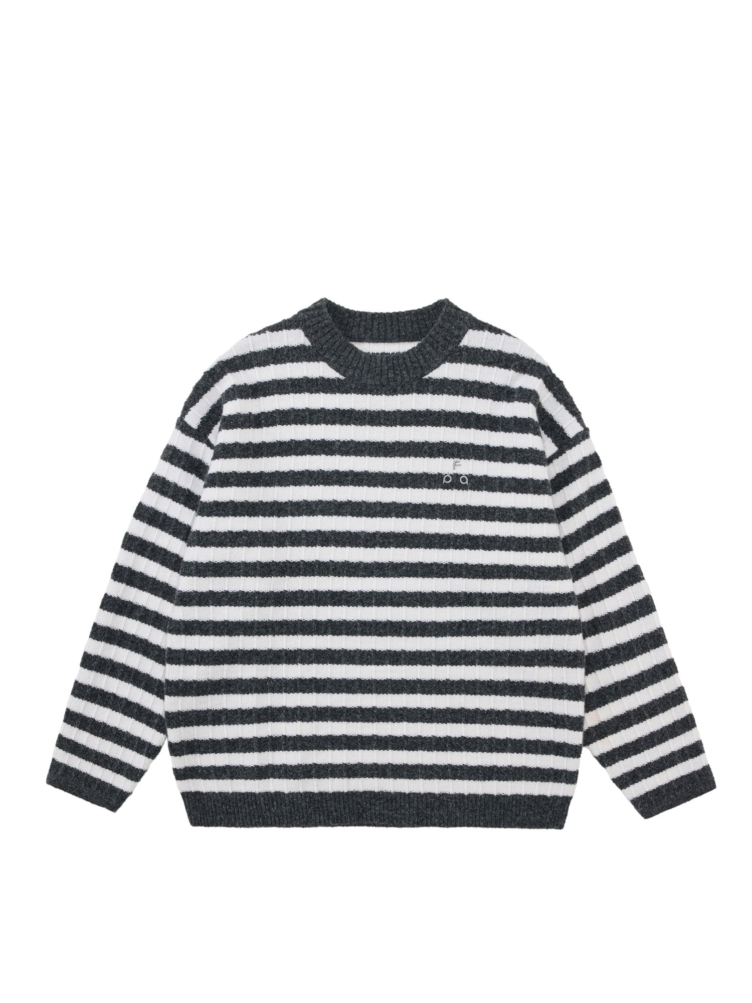FPA Striped Crew Neck Sweater - Spring/Fall Contrast Color Casual Retro Inner Layer Couple Knit Top