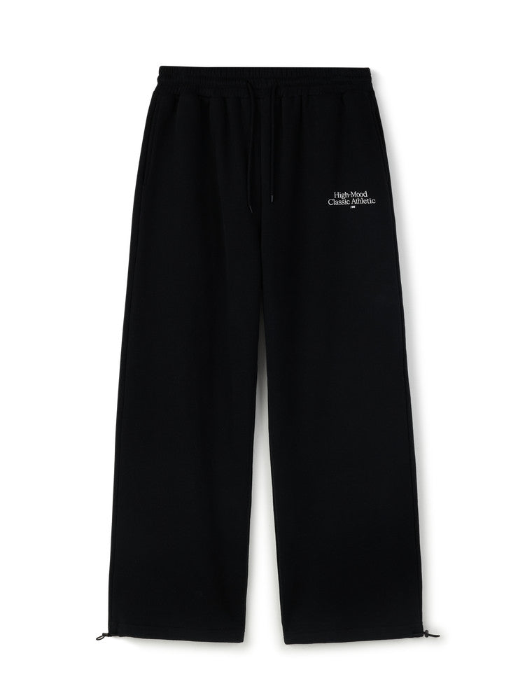 FPA Basic Slogan Sweatpants - Spring/Fall Chinese Streetwear Trendy Wide-Leg Hip-Hop Straight-Leg Black Casual Pants