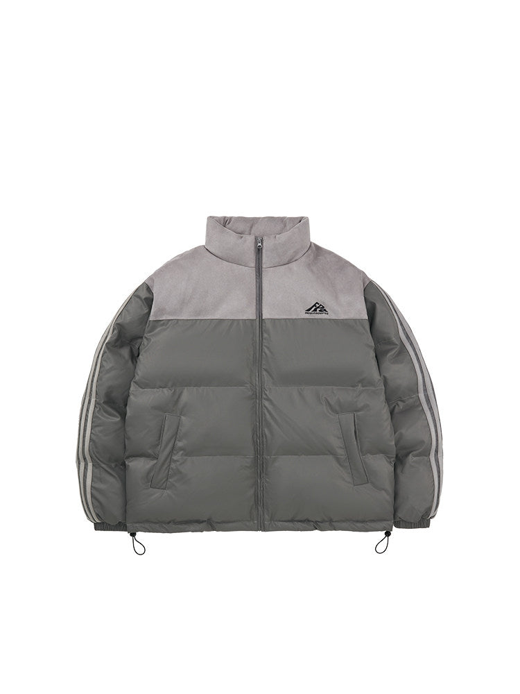 FPA Suede Panel Webbing PU Padded Coat – Chinese Streetwear Unisex Winter Thick Warm Quilted Jacket