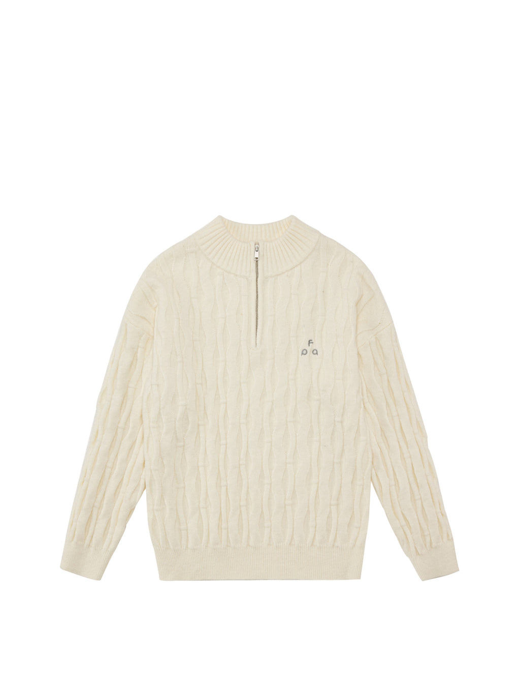 FPA Half-Zip Half-Turtleneck Cable Knit Pullover Sweater - Casual Retro Autumn Knit Top