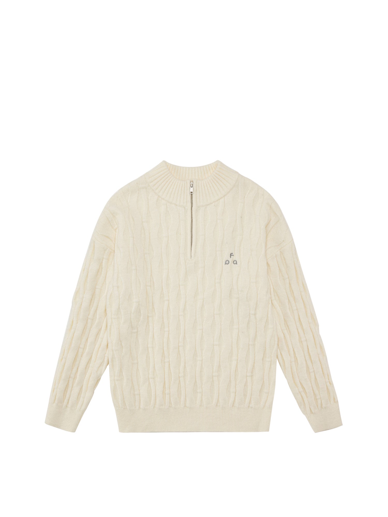 FPA Half-Zip Half-Turtleneck Cable Knit Pullover Sweater - Casual Retro Autumn Knit Top