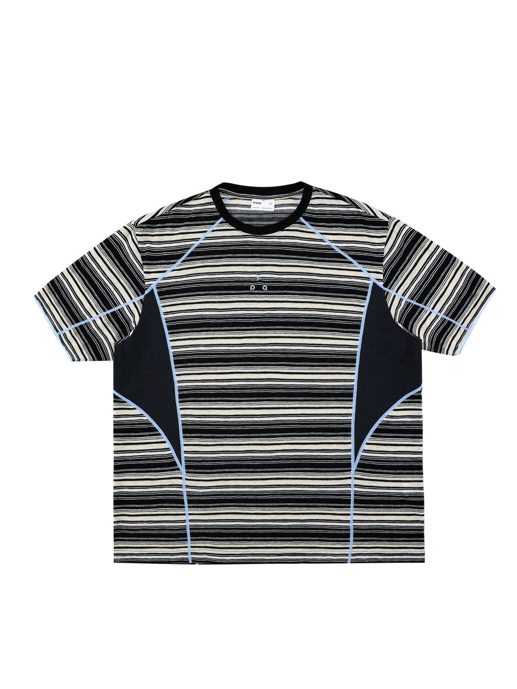 FPA Mesh Panel Stripe Short Sleeve Summer Round Neck Contrast Color Couple Casual Outdoor Sports Breathable T-Shirt