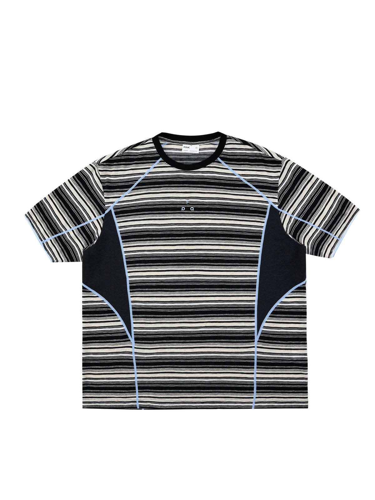 FPA Mesh Panel Stripe Short Sleeve Summer Round Neck Contrast Color Couple Casual Outdoor Sports Breathable T-Shirt