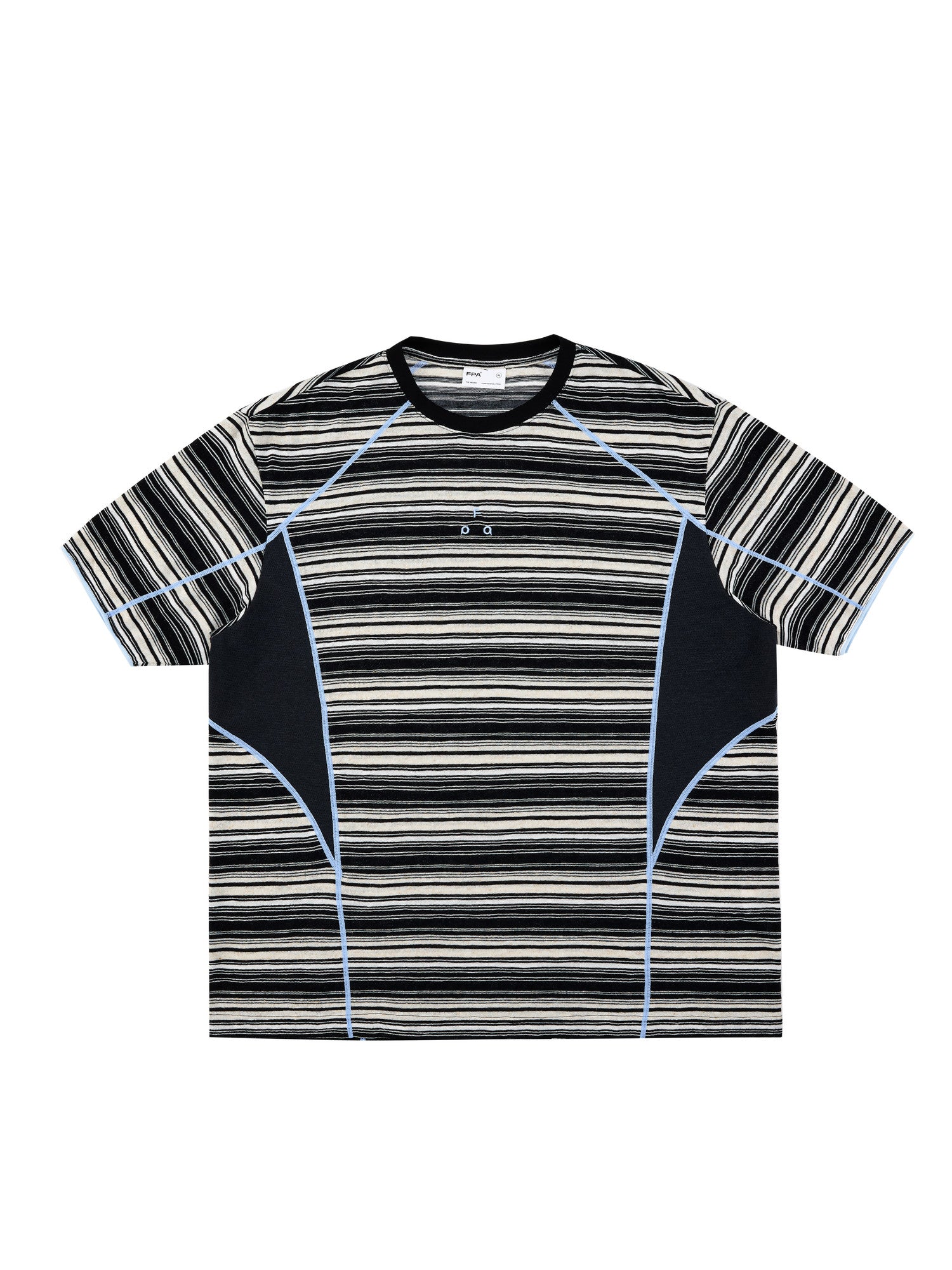 FPA Mesh Panel Stripe Short Sleeve Summer Round Neck Contrast Color Couple Casual Outdoor Sports Breathable T-Shirt