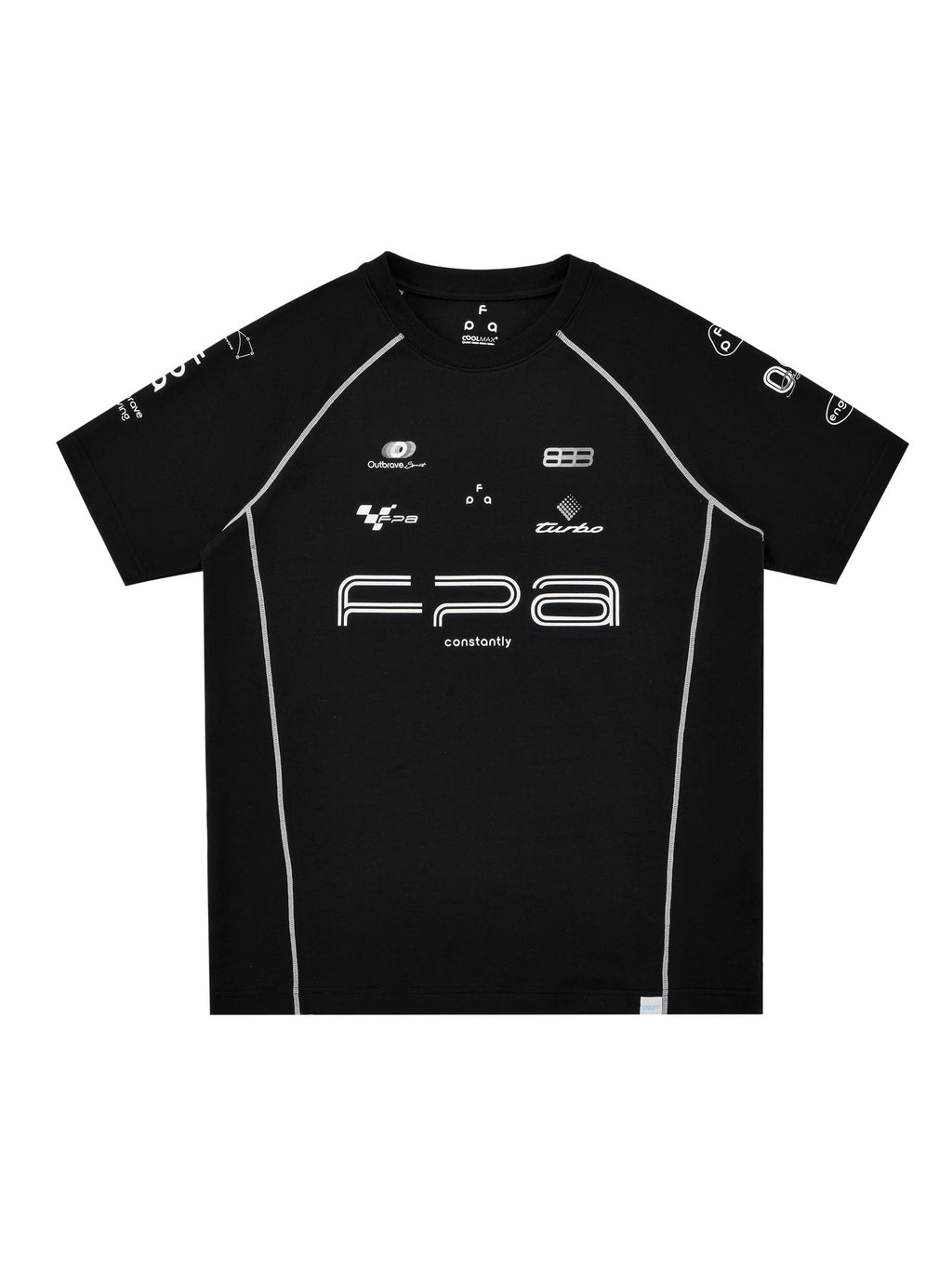 FPA COOLMAX Racing Contrast Stripe Athletic Short Sleeve Tee – Summer Quick-Dry Cool-Touch Fitted Crew Neck T-Shirt for Men