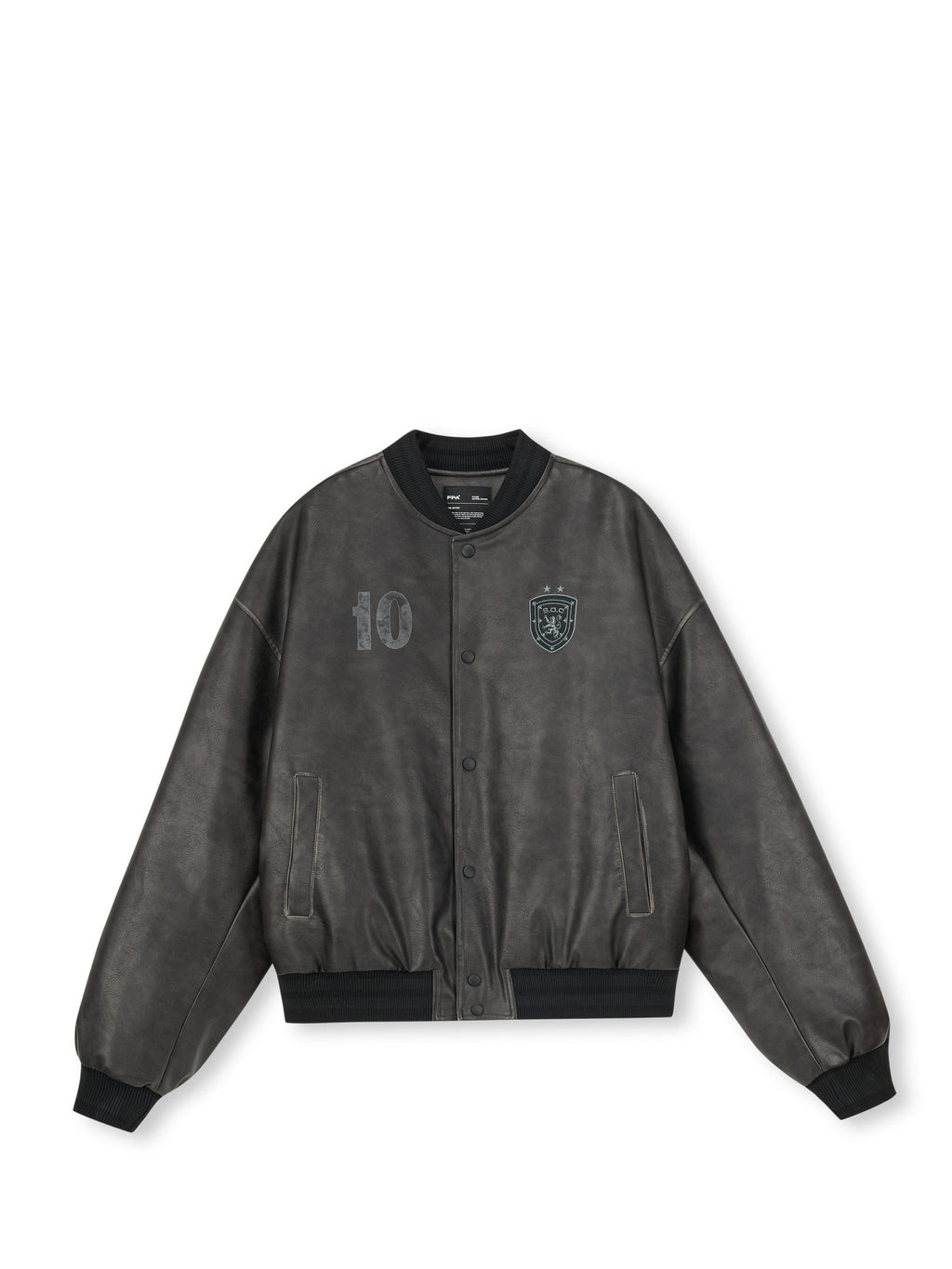 FPA Badge Leather Baseball Jacket - Chinese Streetwear American Motorcycle Racing Style Short Baseball Collar Jacket for Men