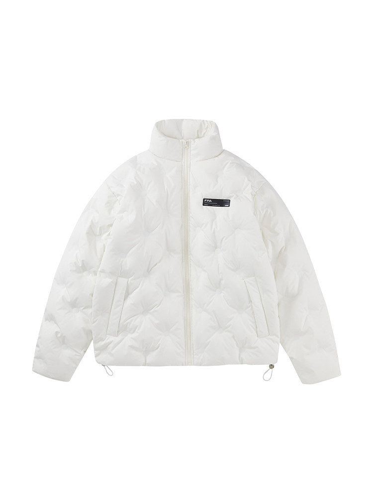 FPA Winter Couple Embossed Down Jacket – Chinese Street Style Stand Collar Casual Thick Warm Coat for Men